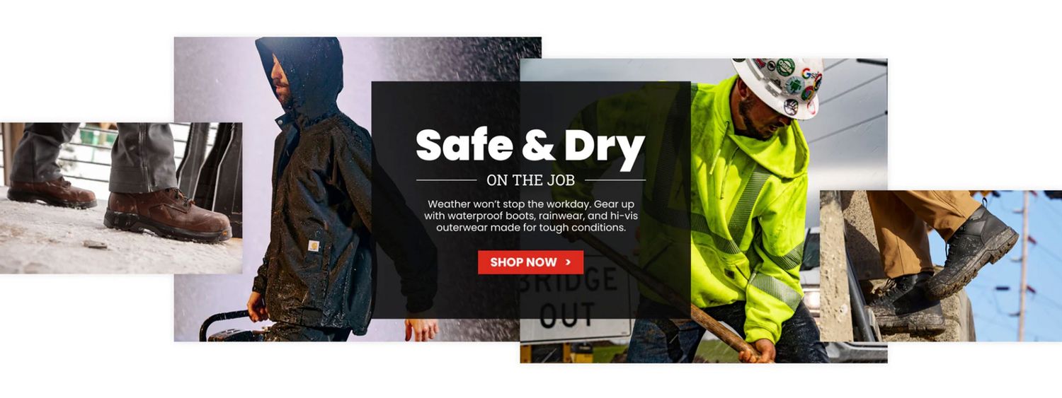 Construction workers in safety gear and hard hats gather around a worksite discussing plans and inspecting equipment.