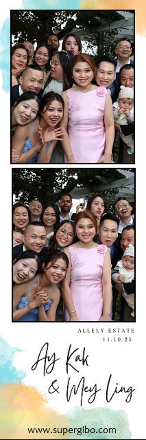 A group photo at Alcely Estate showing guests gathered together with someone wearing a pink dress in the center.