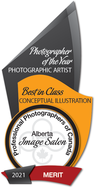 Professional Photographers of Canada 2021 Merit Award badge for Best in Class Conceptual Illustration in Alberta Image Salon - Evan Will