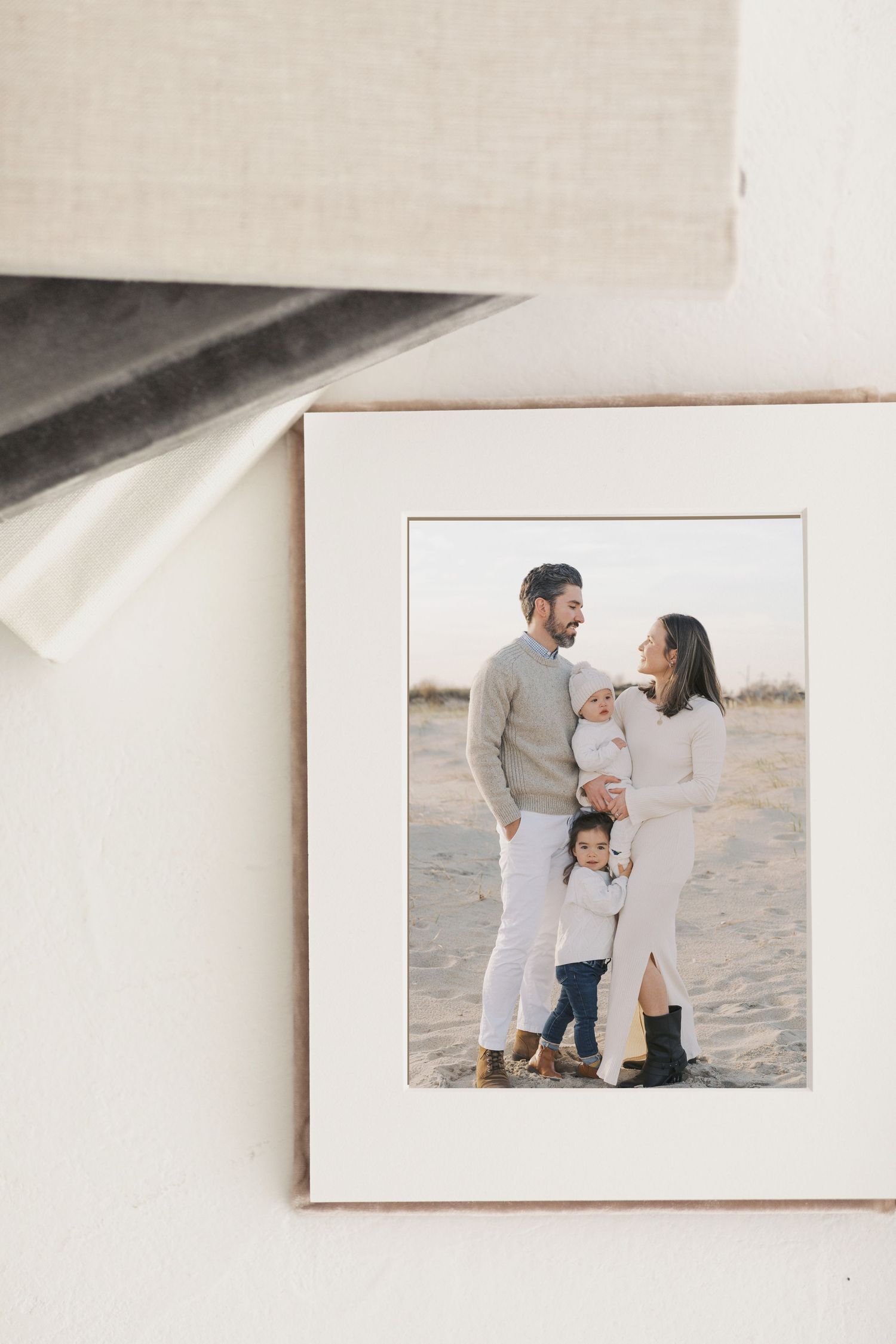 Matted album of family on the beach in monmouth county, nj.