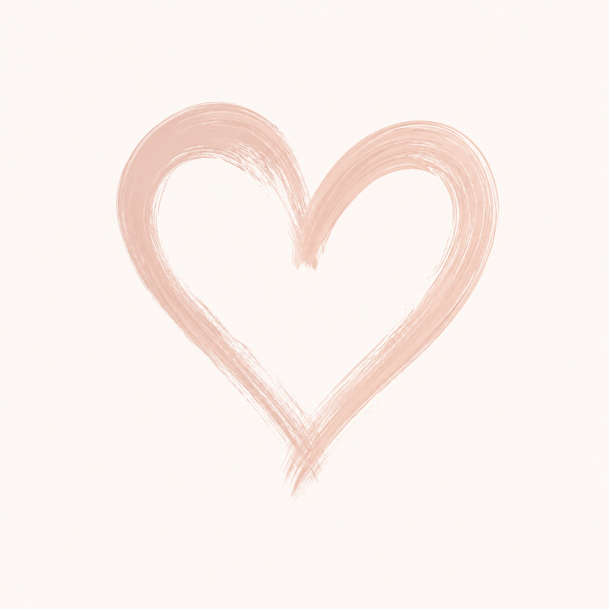 A delicate rose gold brushstroke heart shape on a soft cream background, perfect for valentines or romantic designs.