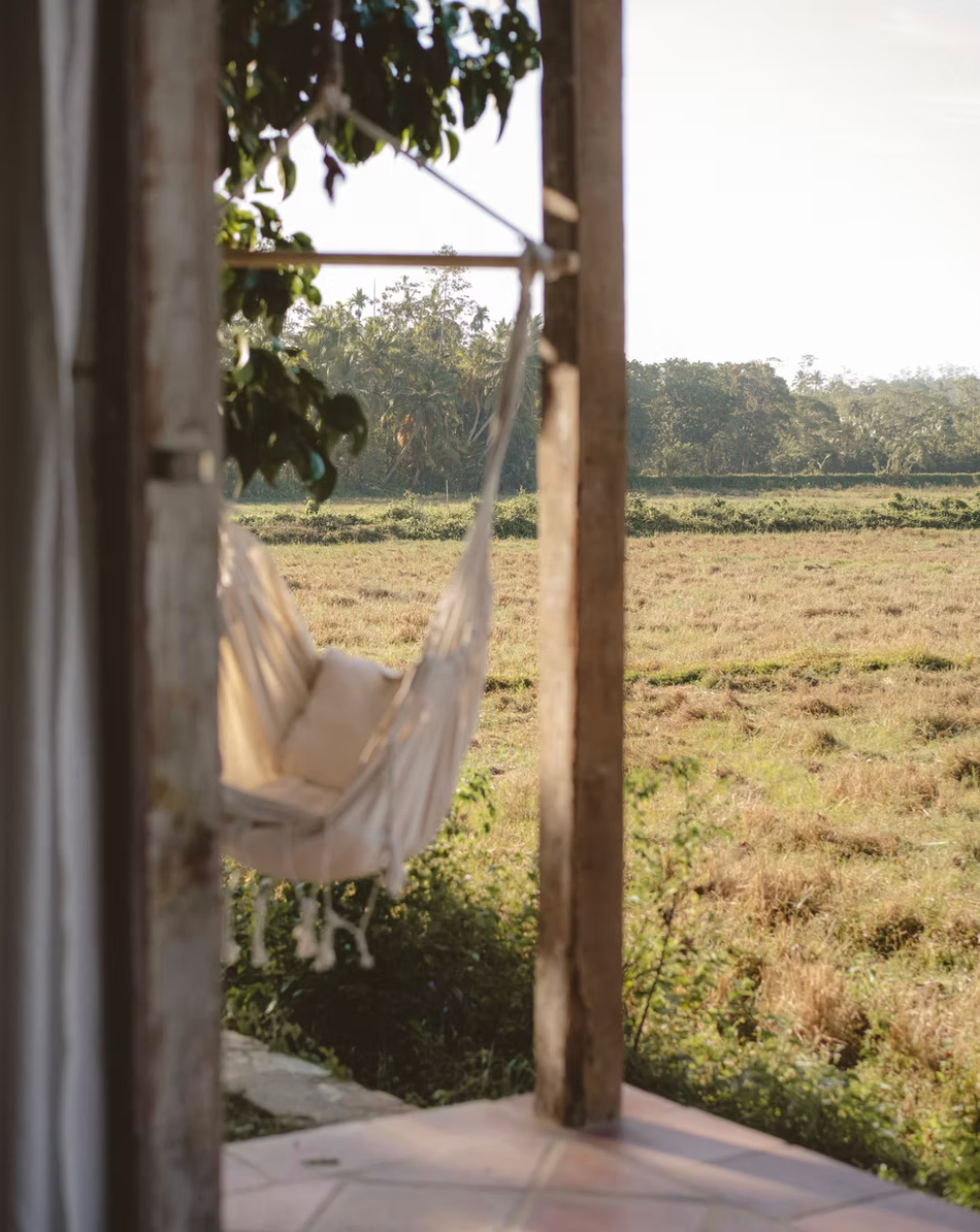 Quiet seating area surrounded by nature at a Sri Lanka retreat venue