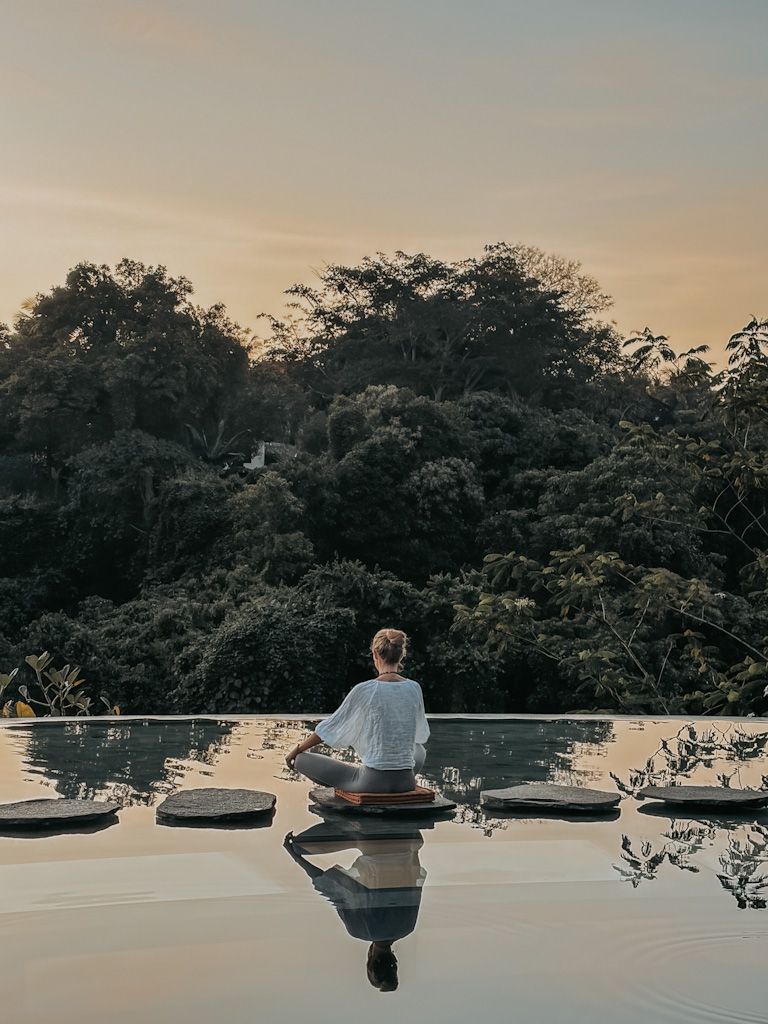 Sunrise yoga and meditation during the Sacred Return retreat in Bali