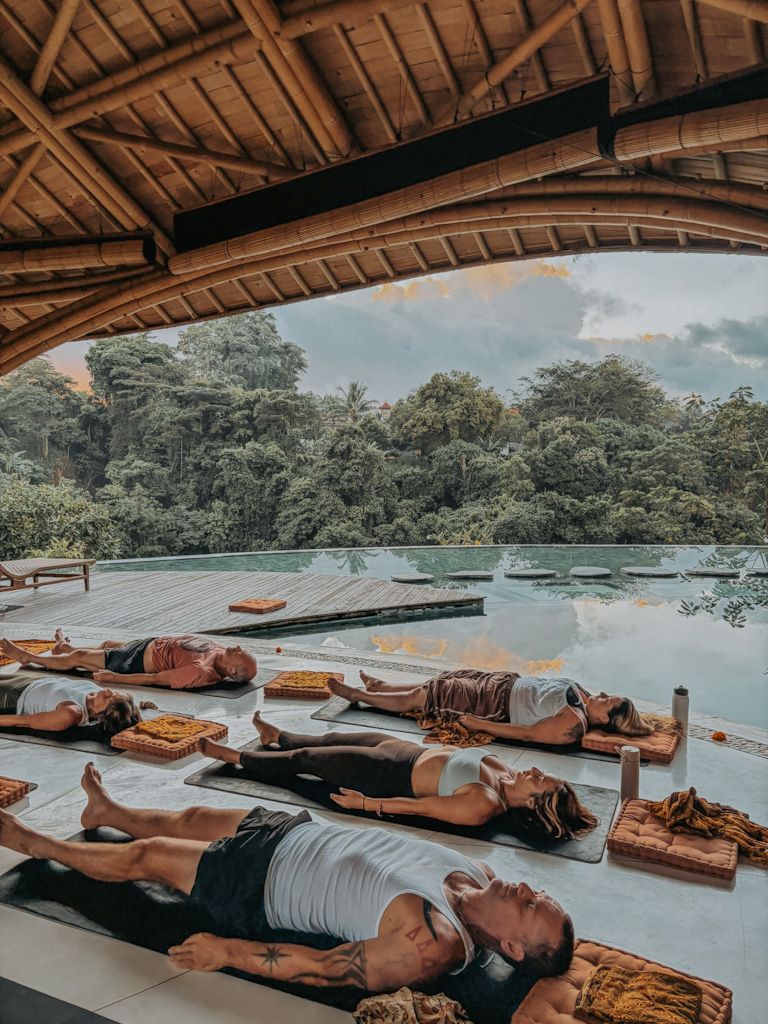 Evening ceremony during Ali Mayfield’s Sacred Return Bali retreat