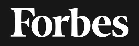Forbes logo in white text on a black background, representing the renowned American business magazine.