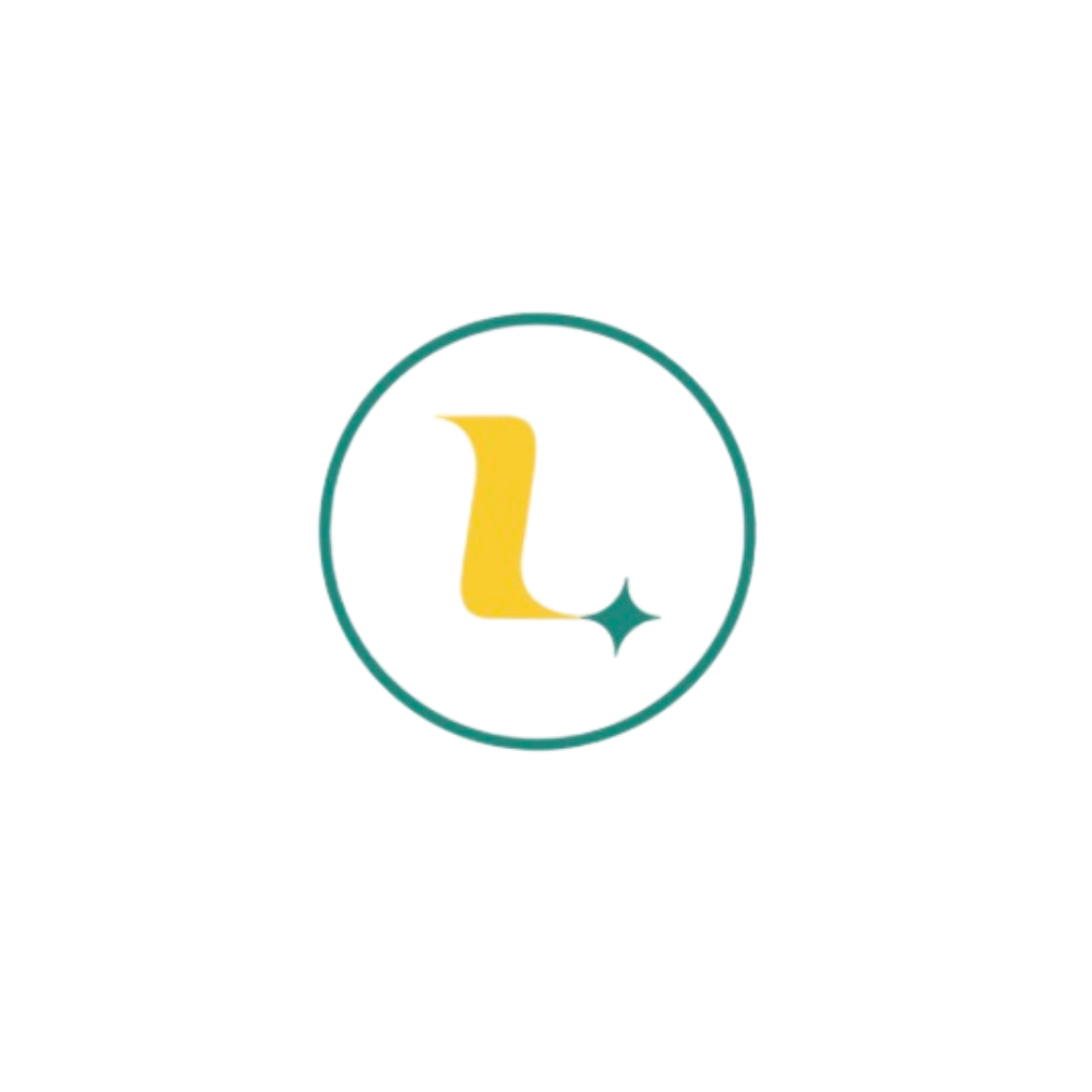 Green circle logo with a yellow letter L and a teal sparkle star accent on white background.