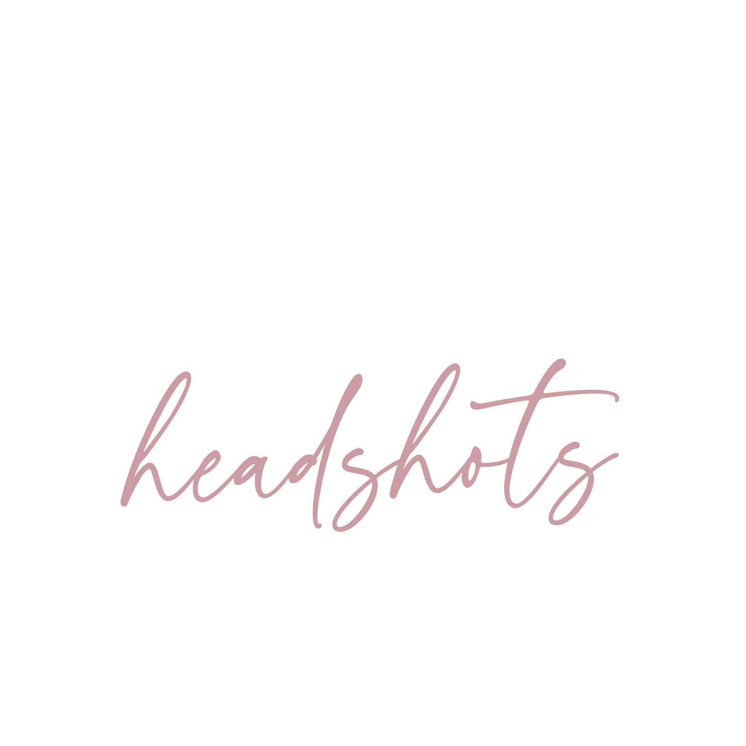 Elegant cursive script spelling headshots in soft pink on a white background, perfect for photography branding.