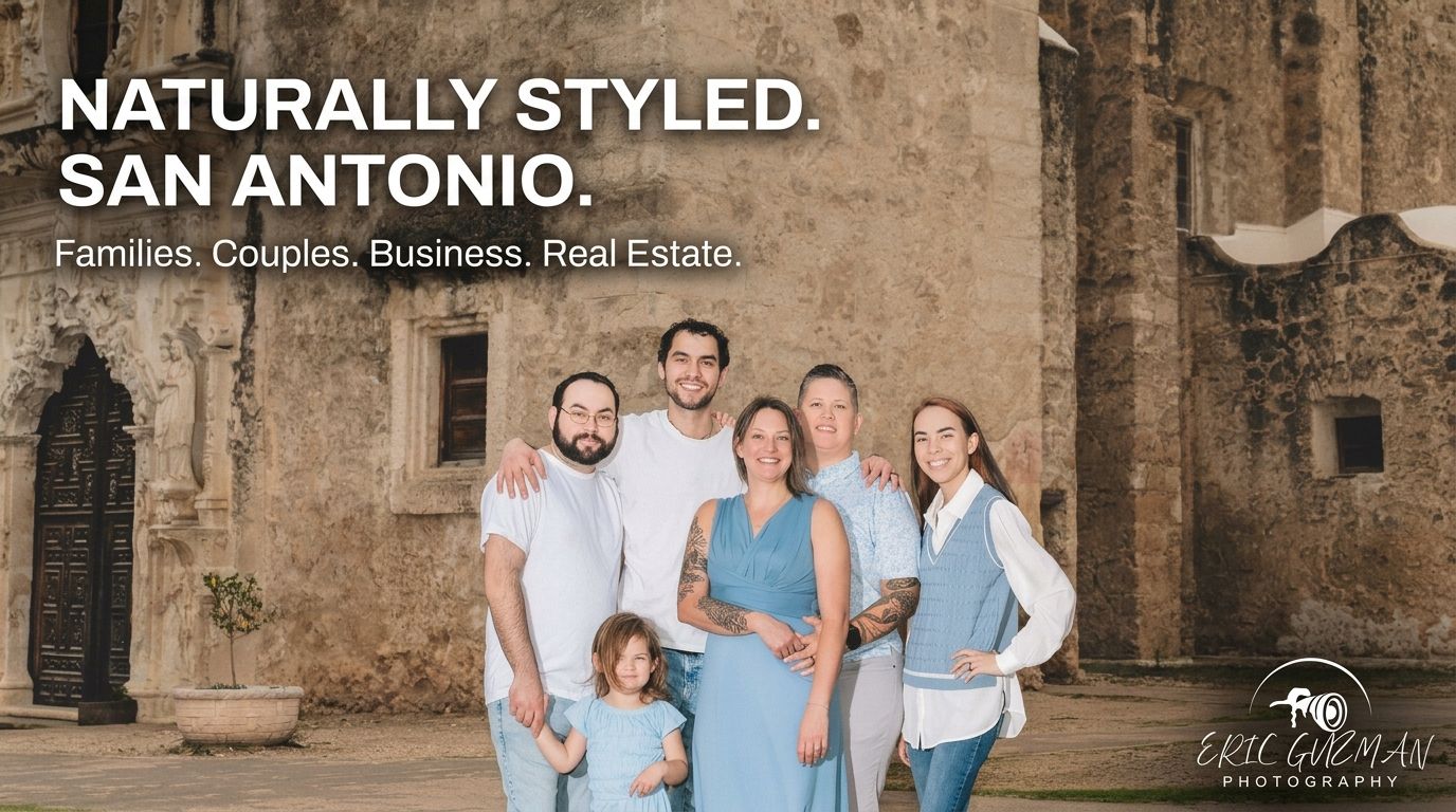 Family and couples posing outdoors in San Antonio for naturally styled photography by Eric Coleman.