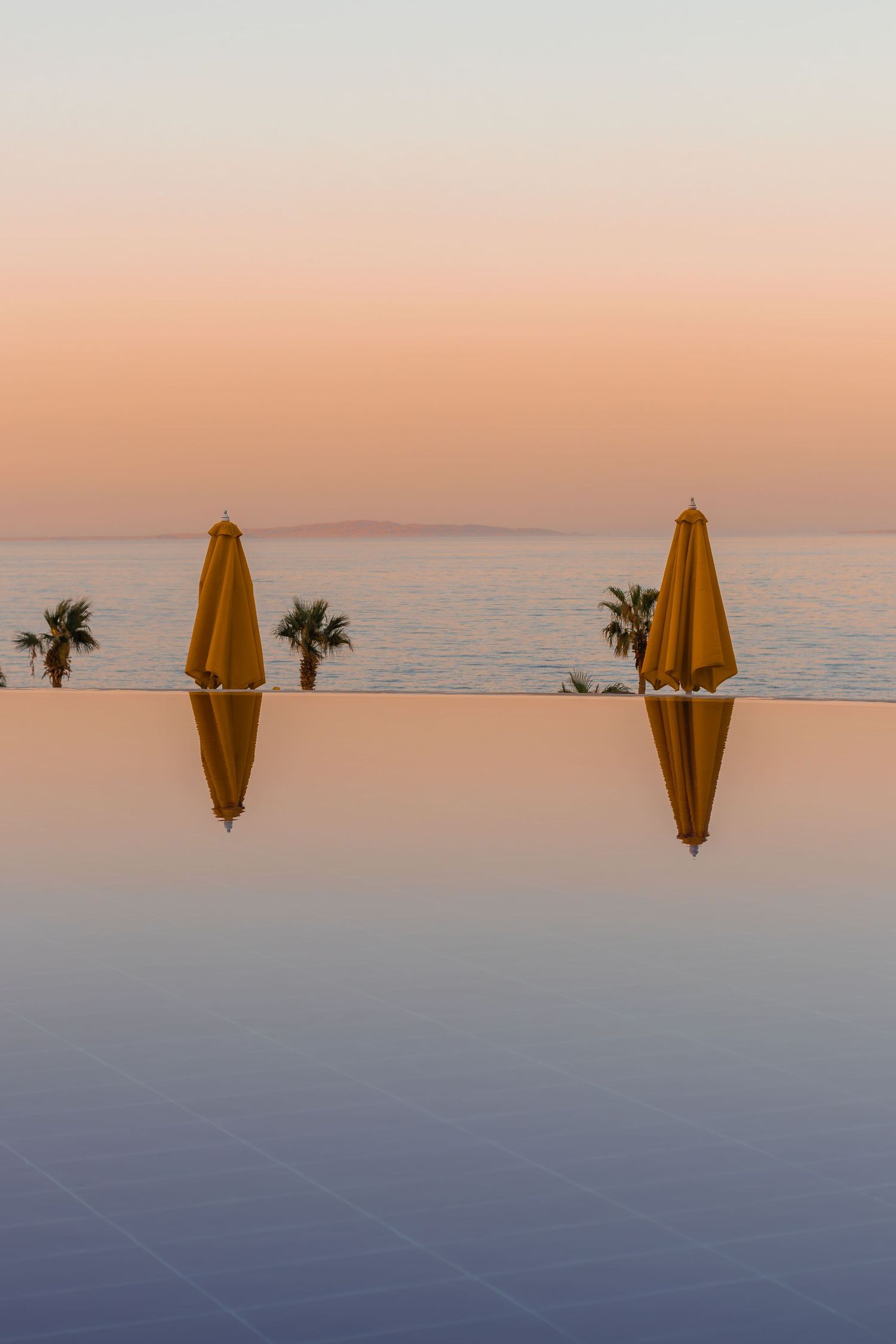 Coastal resort photography captured at sunset