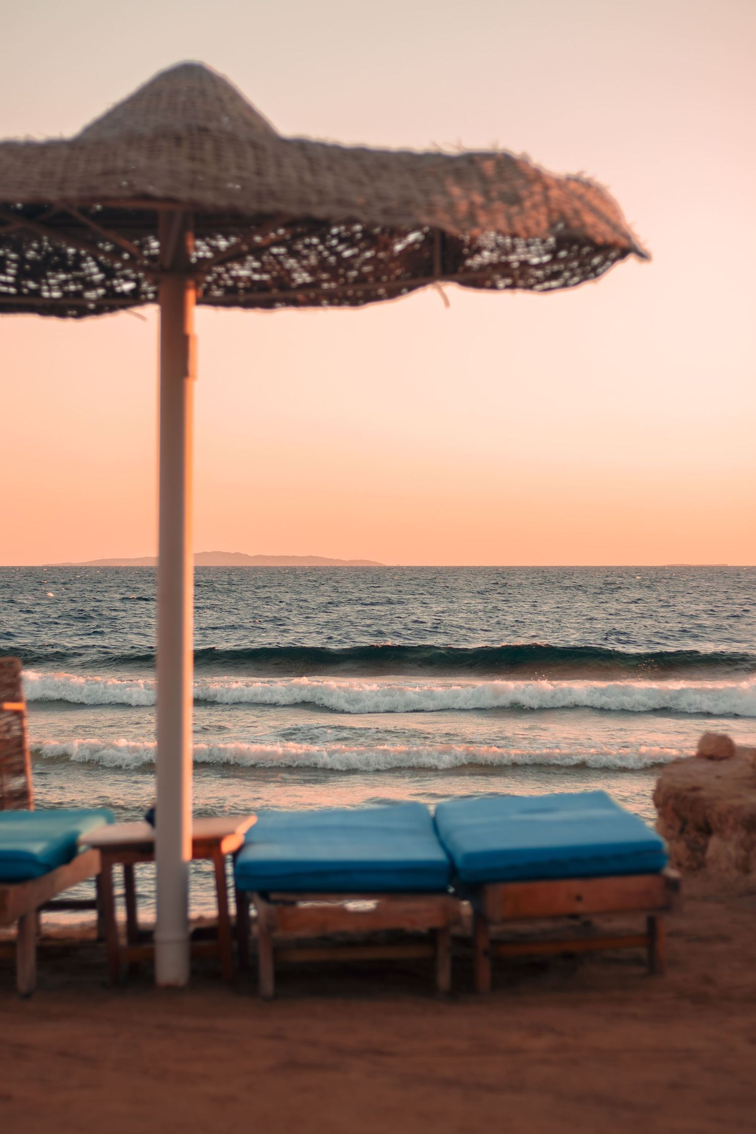Elegant beachfront resort at sunset
