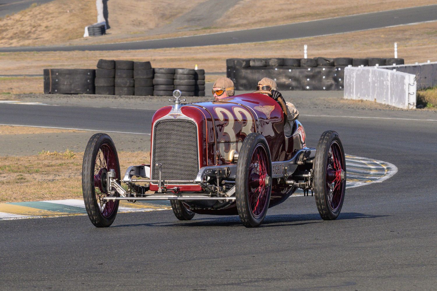 The Old Crow Speed Shop 1920 Duesenberg Straight 8 race car racing at the Sonoma Speedway