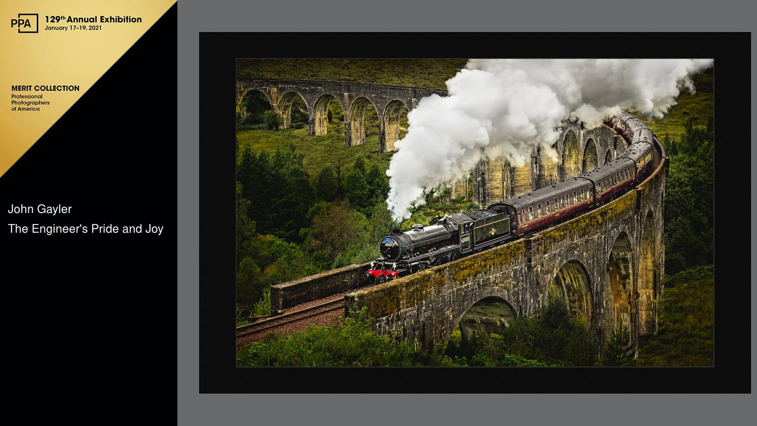 The Harry Potter Express, Jacobite steam train, on the Glenfinnan viaduct in Scotland.