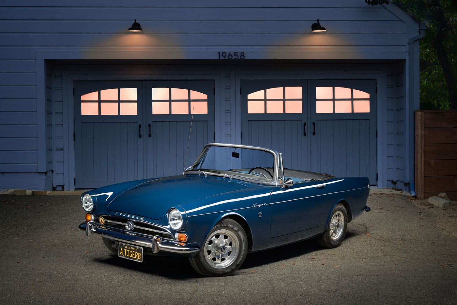 John Gayler Light Painting of a 1965 Sunbeam Tiger, British roadster modified by Carroll Shelby with a Ford V8 engine, a poor man's Cobra