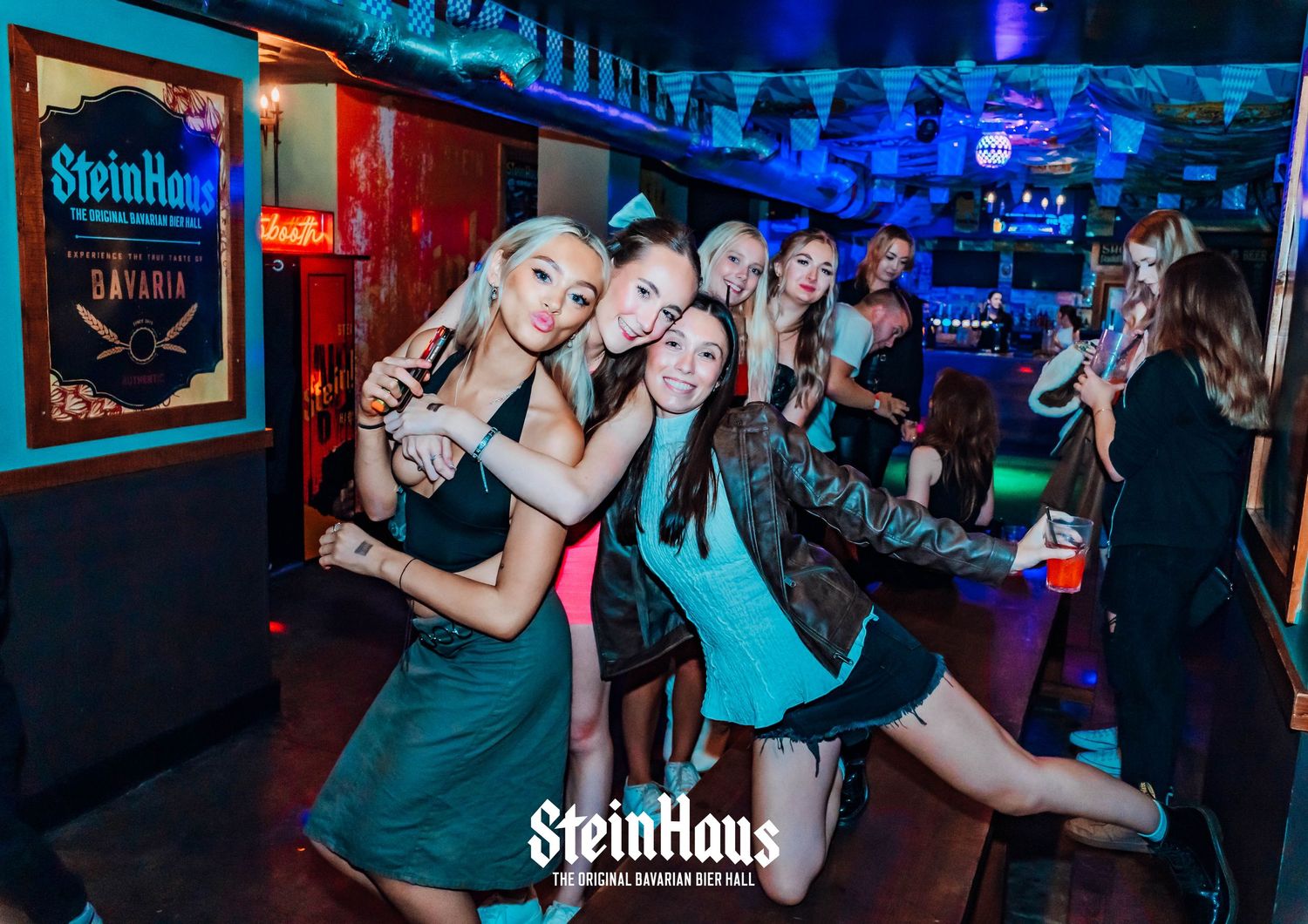 Panoramic view of Steinhaus nightclub showing dance floor and party atmosphere.