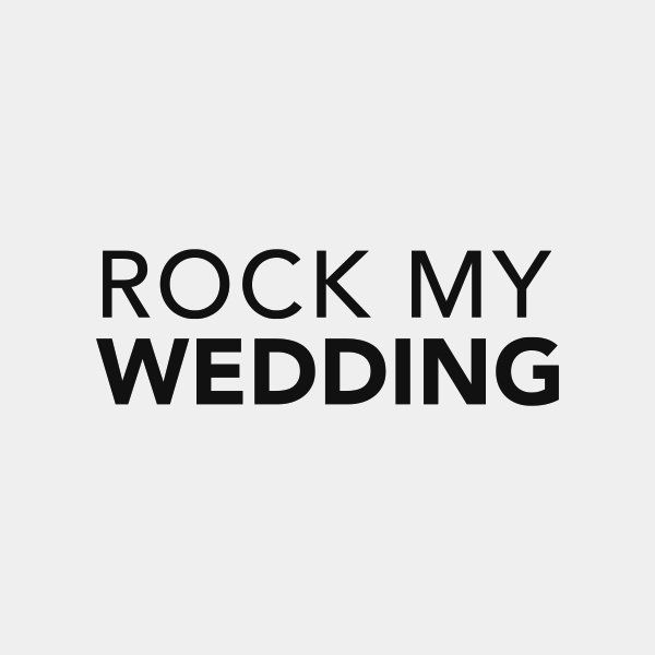 Modern typography layouts spelling 'Rock My Wedding' in clean sans-serif font.