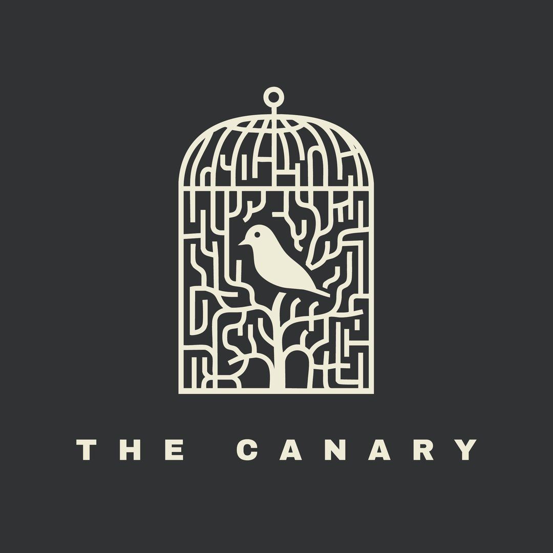 Minimalist logo design of bird cage silhouette with The Canary text underneath.