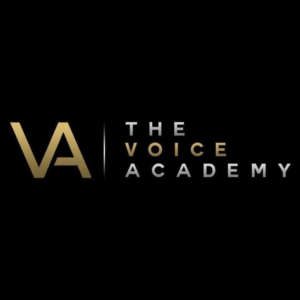 Voice Academy logo with VA initials in gold on black background.