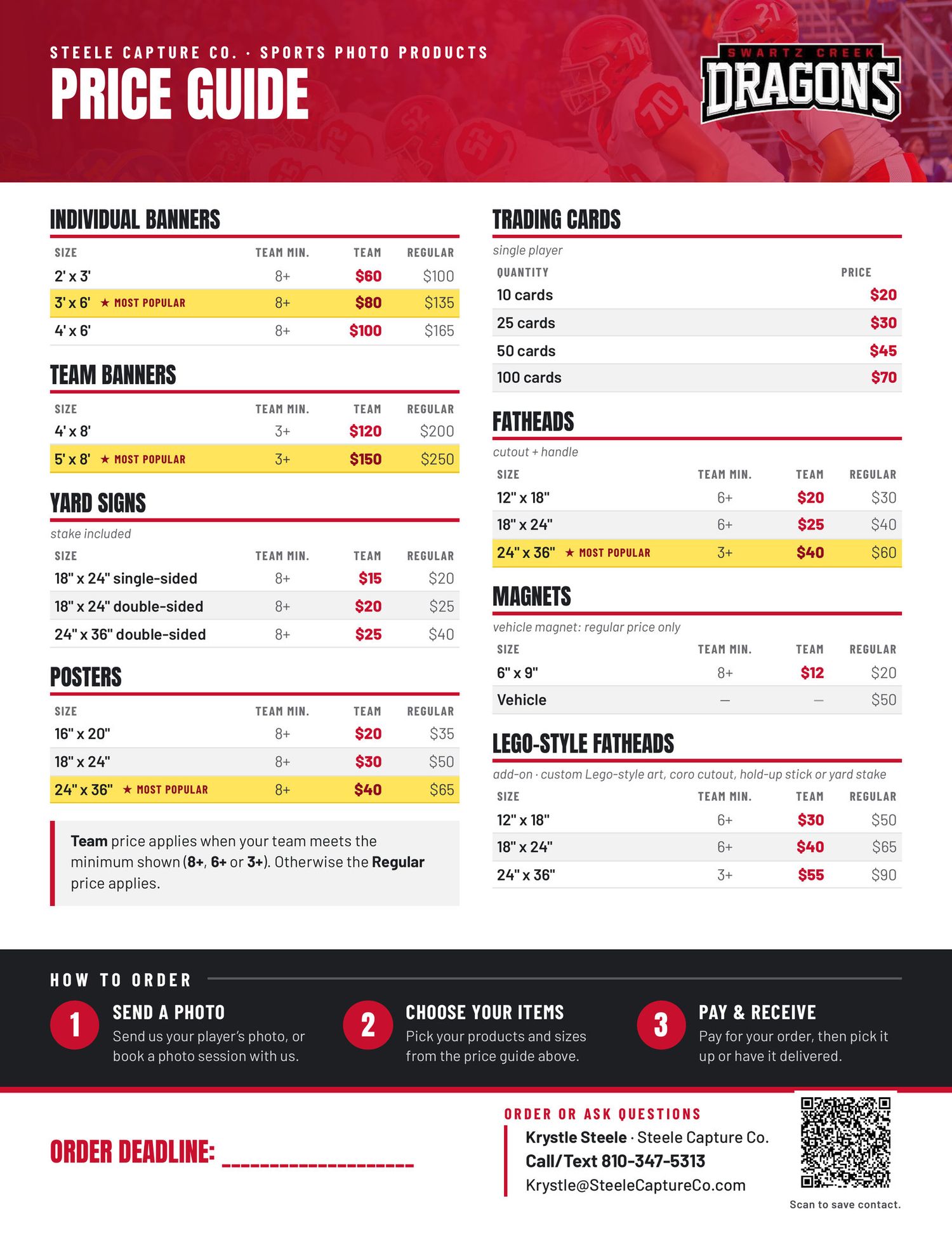 Swartz Creek Dragons 2026 sports price guide page 2