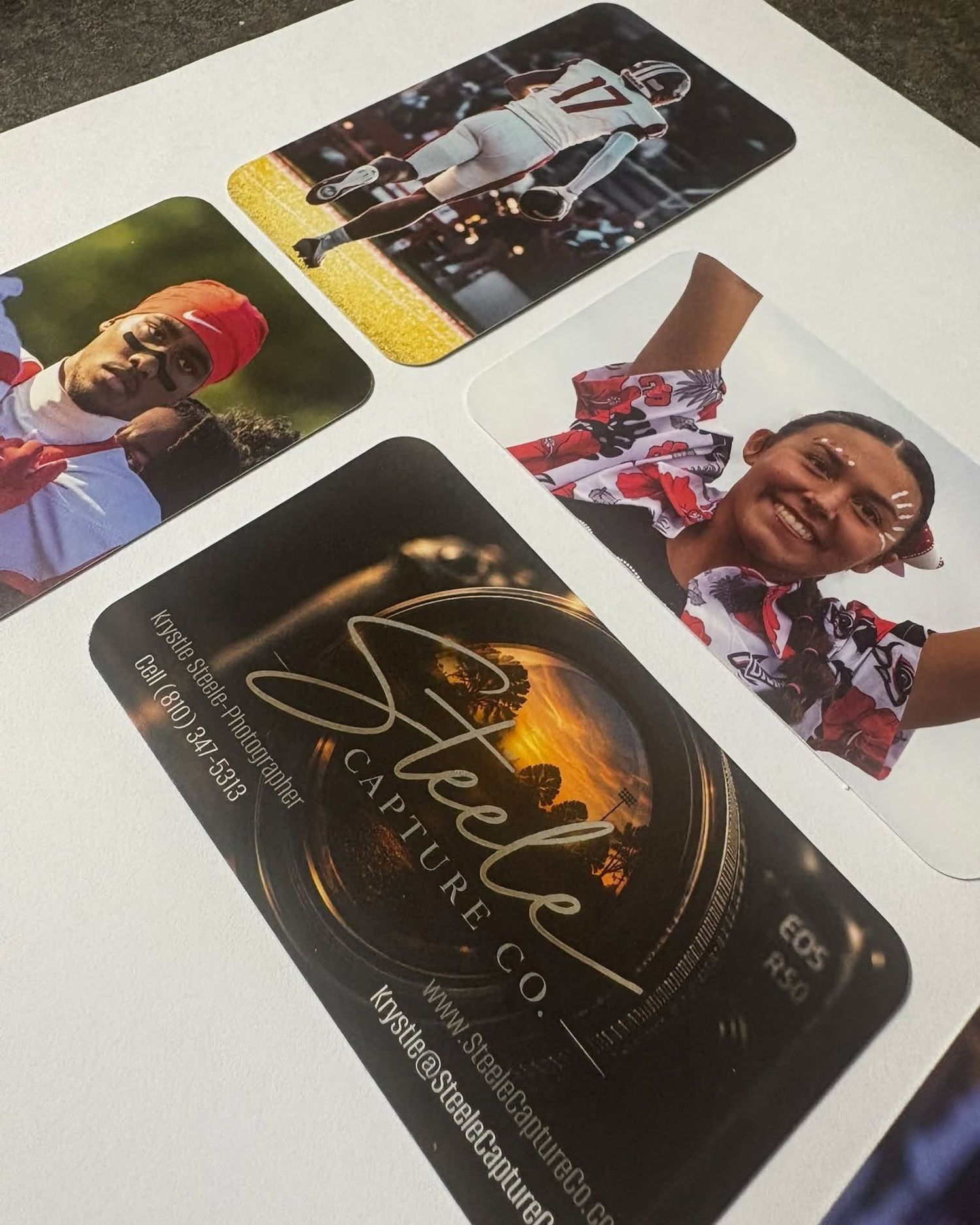 Custom athlete trading cards made by Steele Capture Co.