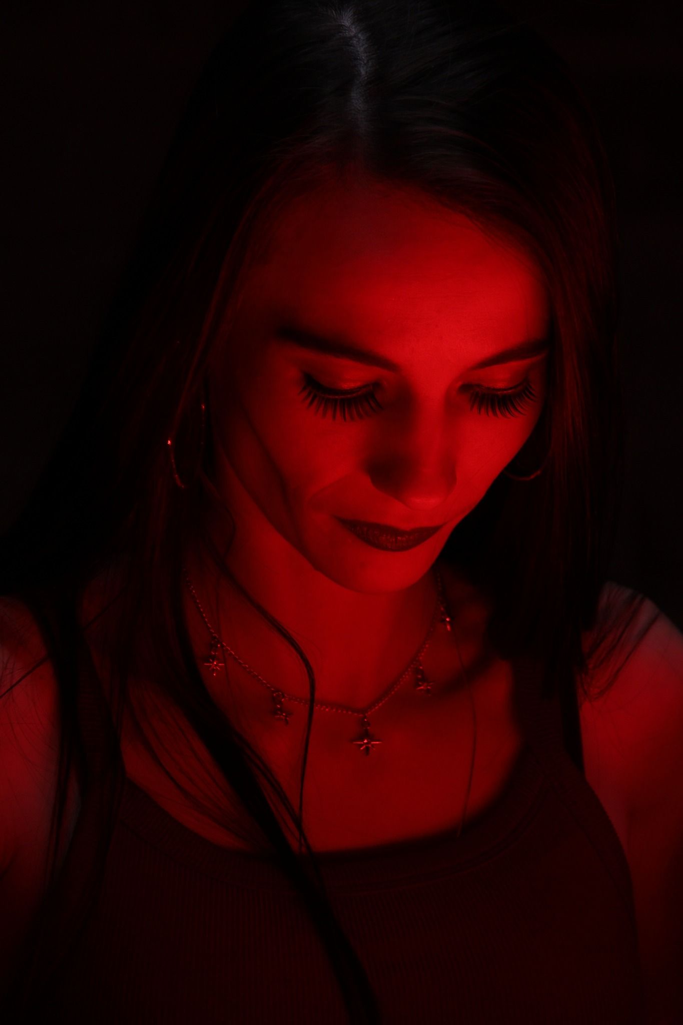 Studio Photoshoot with Artistic Red Lighting Portrait in Oklahoma City
