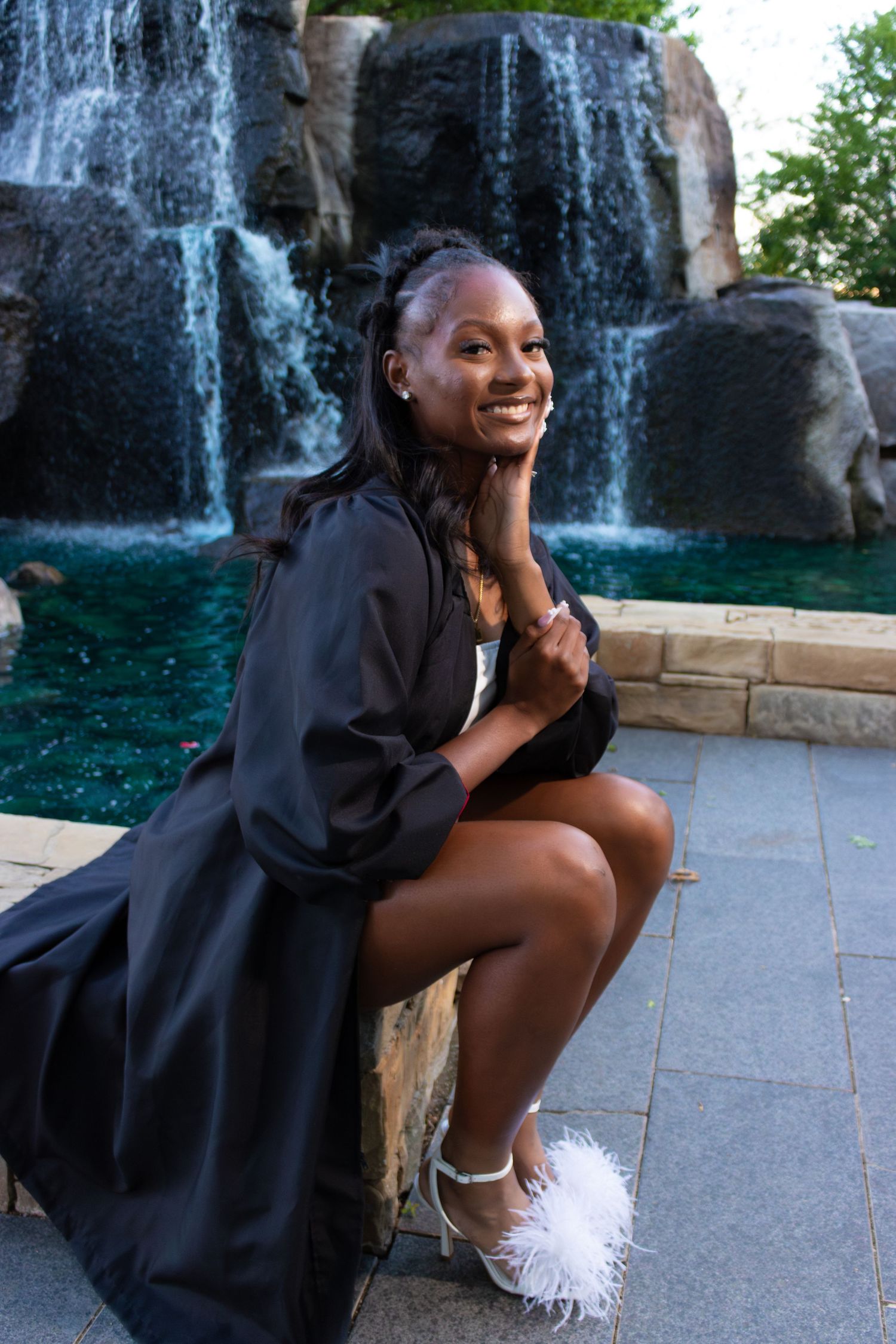 Graduation Photoshoot by Water with Natural Light in Oklahoma City