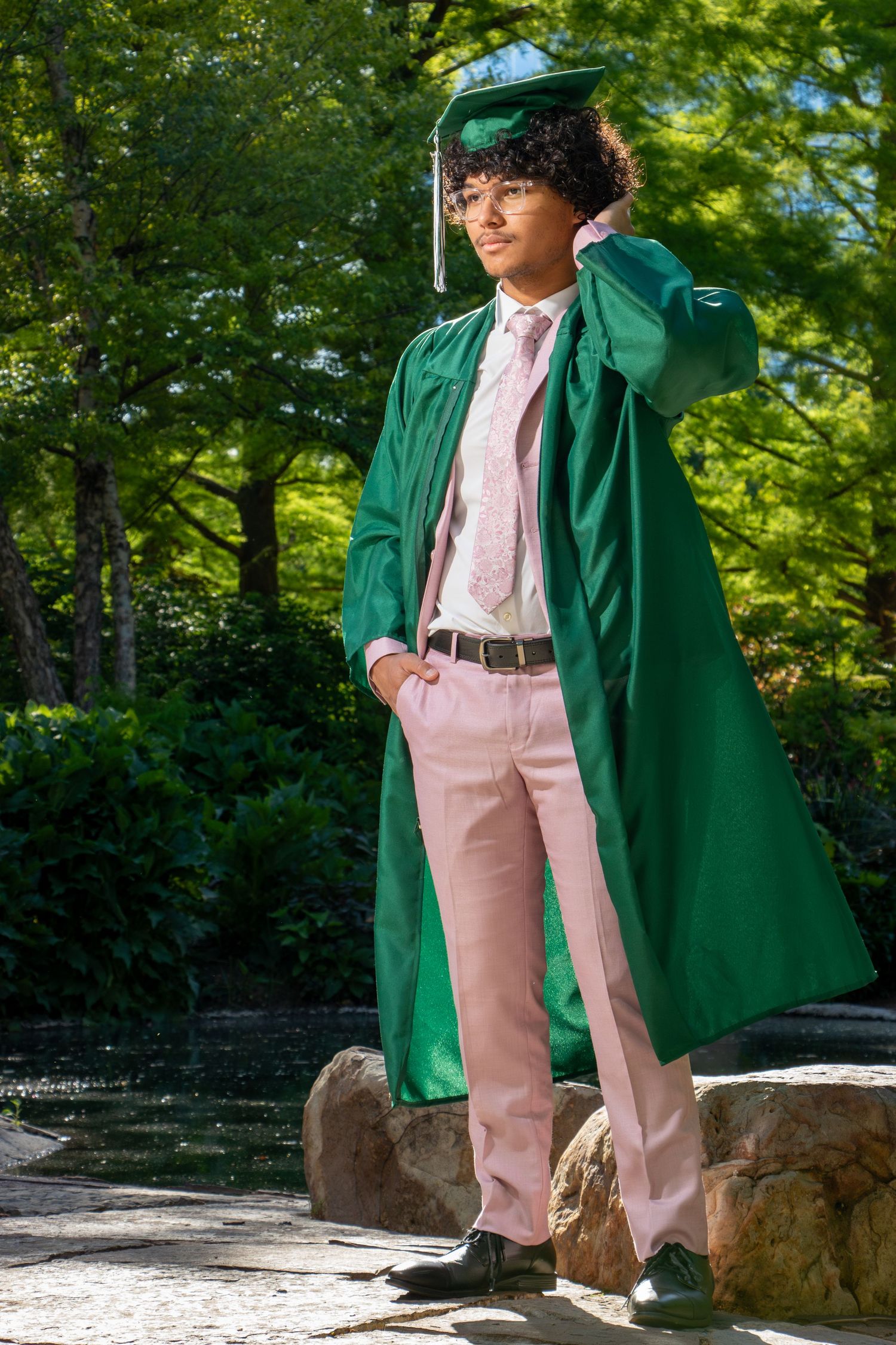 Graduation Photoshoot with Natural Light and Trees in Oklahoma City