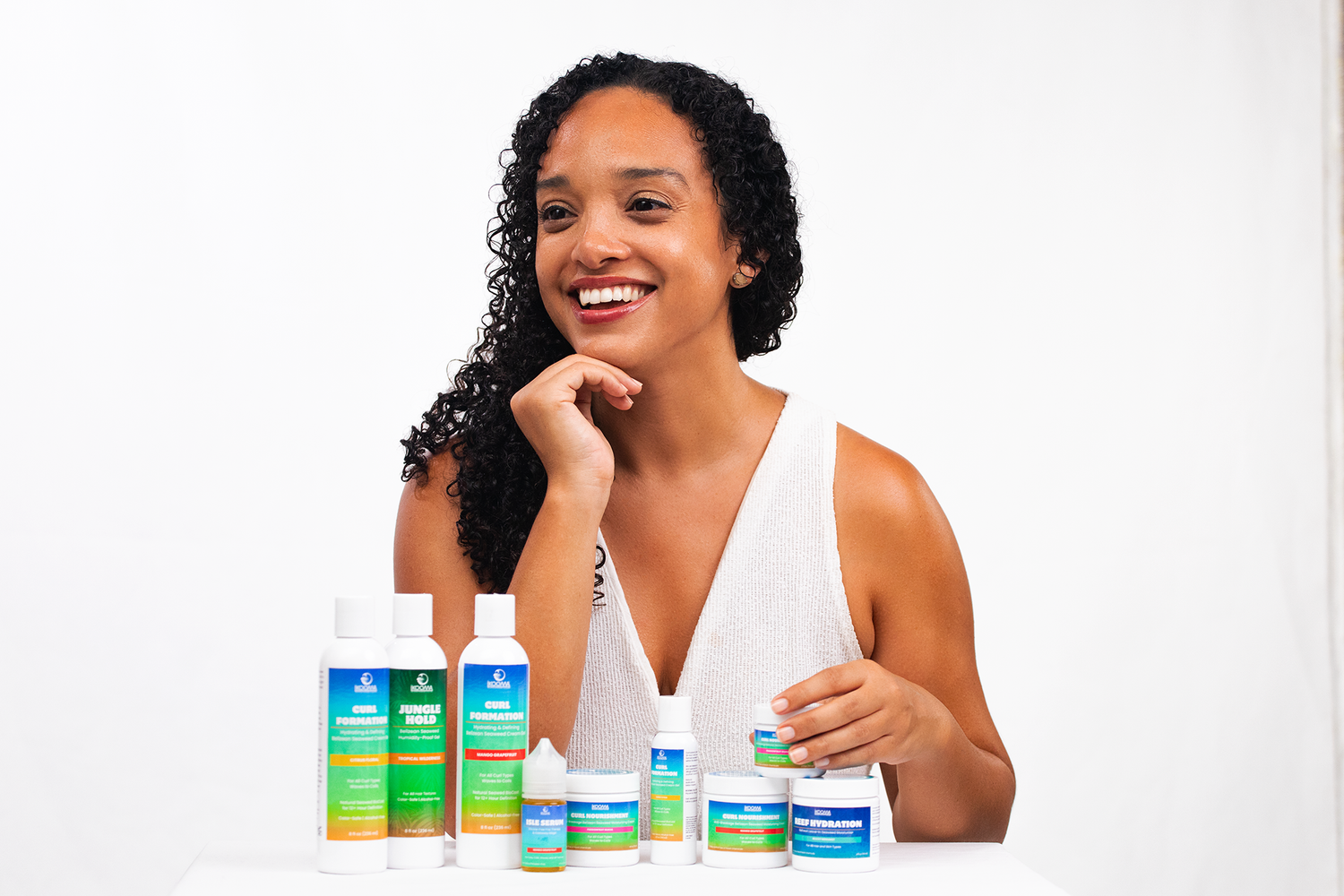Styled branding founder portrait photography for IKOOMA Haircare