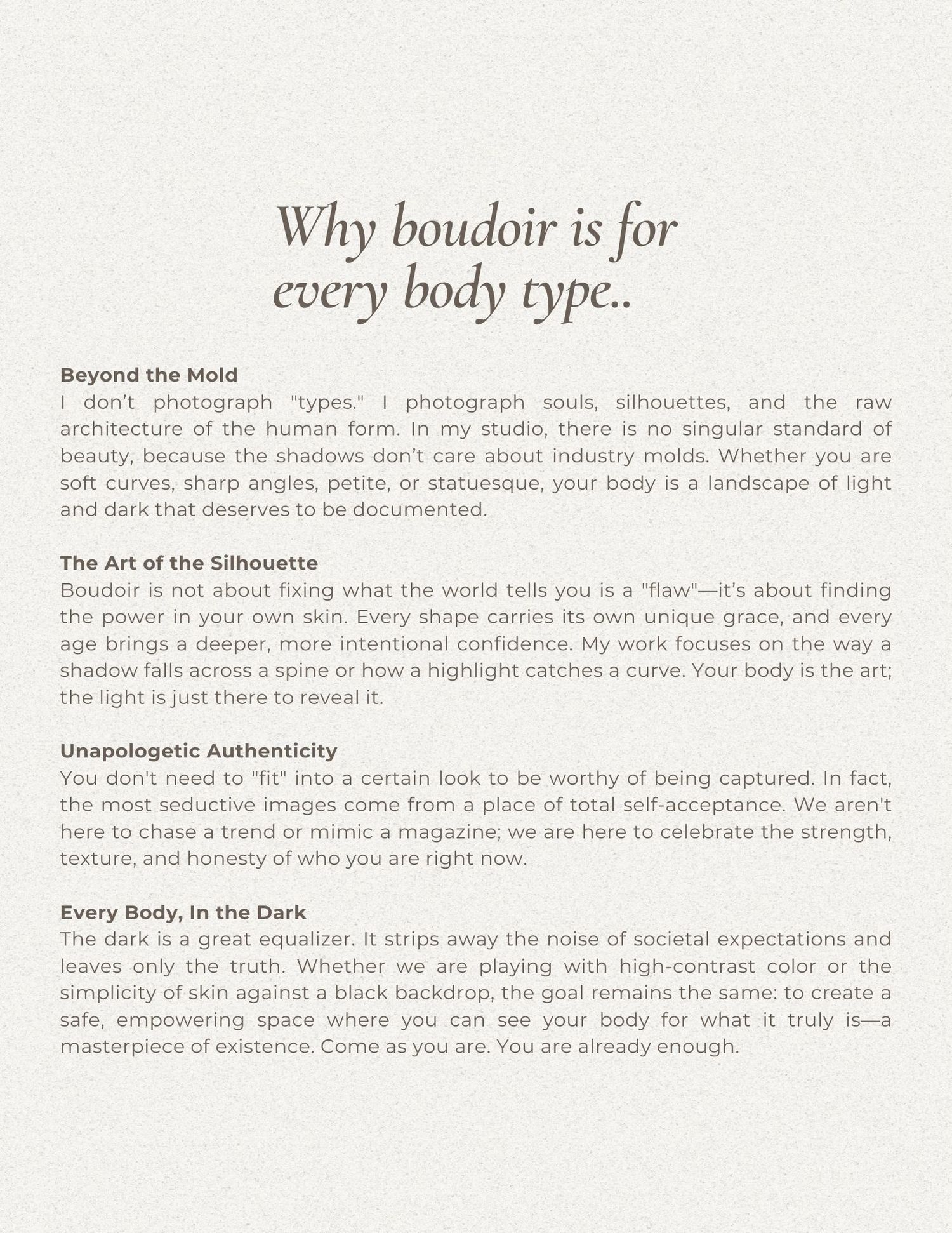 Blurred text excerpt from a book or magazine discussing body image and silhouettes against a white background.