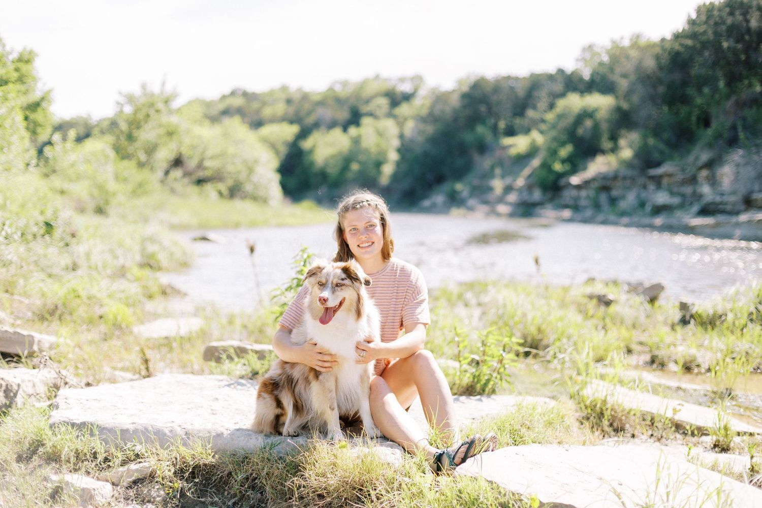 Scenic senior session location with tall grass and golden light DFW