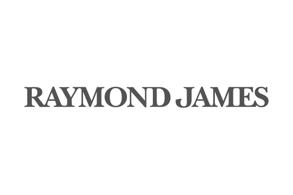 Raymond James financial services company logo displayed in gray serif typography on a white background.