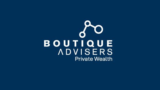 A dark blue financial services logo for Douglas Wealth Advisers featuring a minimalist geometric design.