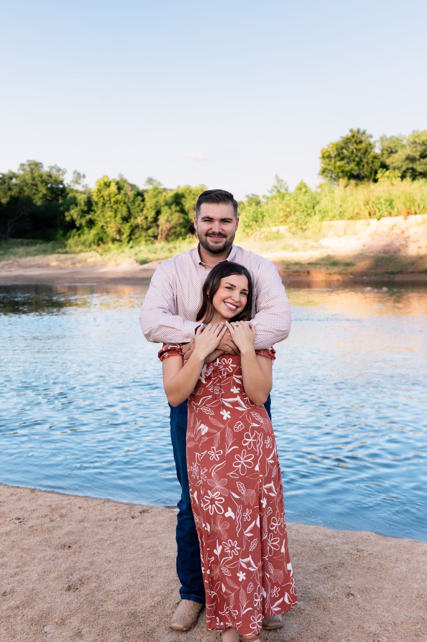 Engagement session in Prague, OK by Taylor Maze, Edmond & OKC photographer, couples portraits next to river, natural light photography.