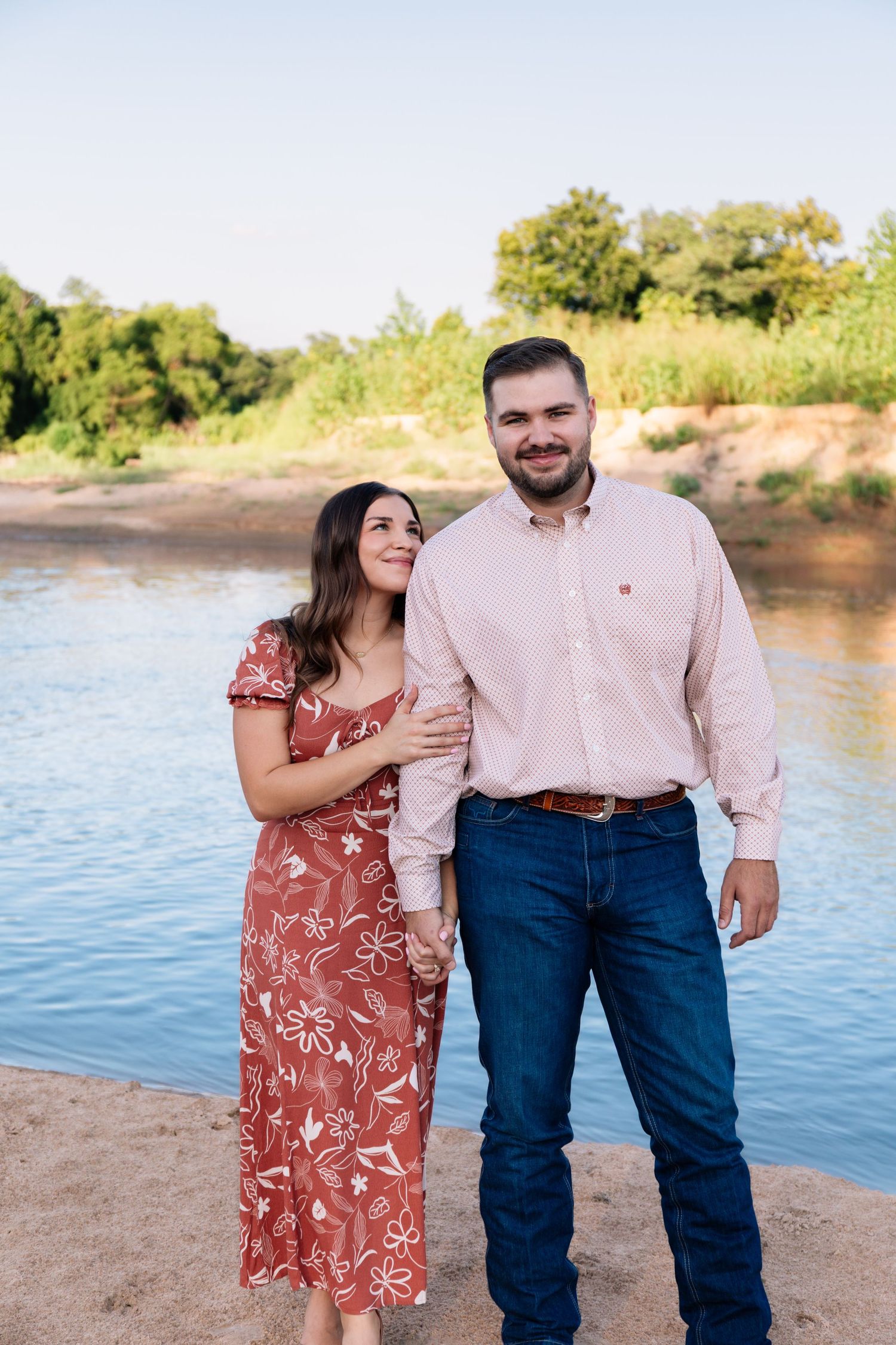 Engagement session in Prague, OK by Taylor Maze, Edmond & OKC photographer, couples portraits next to river, natural light photography.