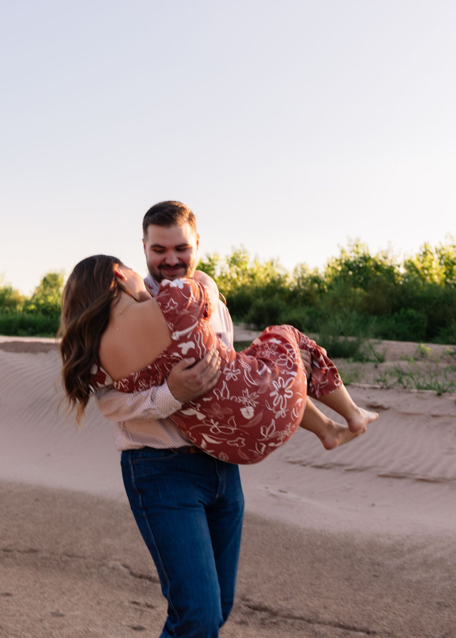 Engagement session in Prague, OK by Taylor Maze, Edmond & OKC photographer, couples portraits next to river, natural light photography.