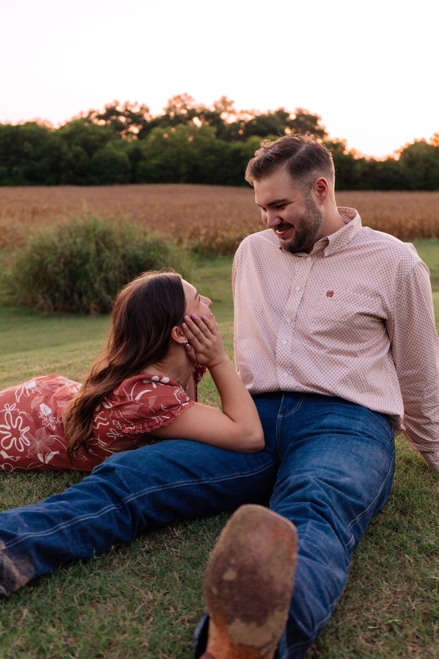 Engagement session in Prague, OK by Taylor Maze, Edmond & OKC photographer, couples portraits next to river, natural light photography.