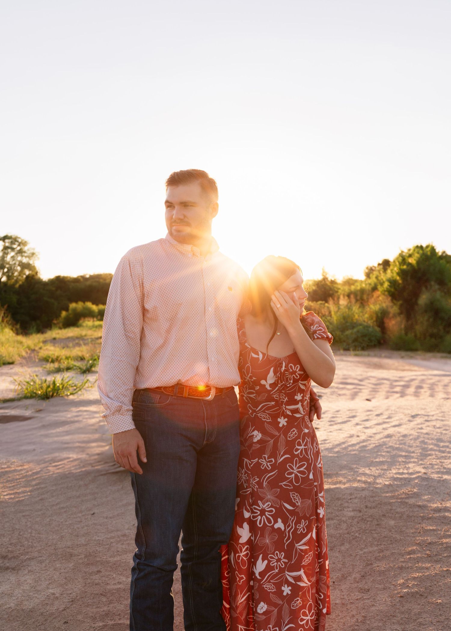 Engagement session in Prague, OK by Taylor Maze, Edmond & OKC photographer, couples portraits next to river, natural light photography.