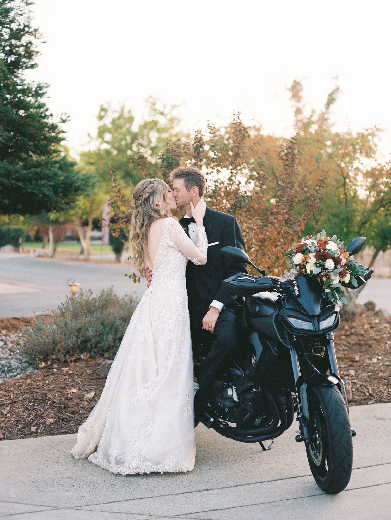 Intimate bridal portrait in natural light, photographed on film in Boise, ID
