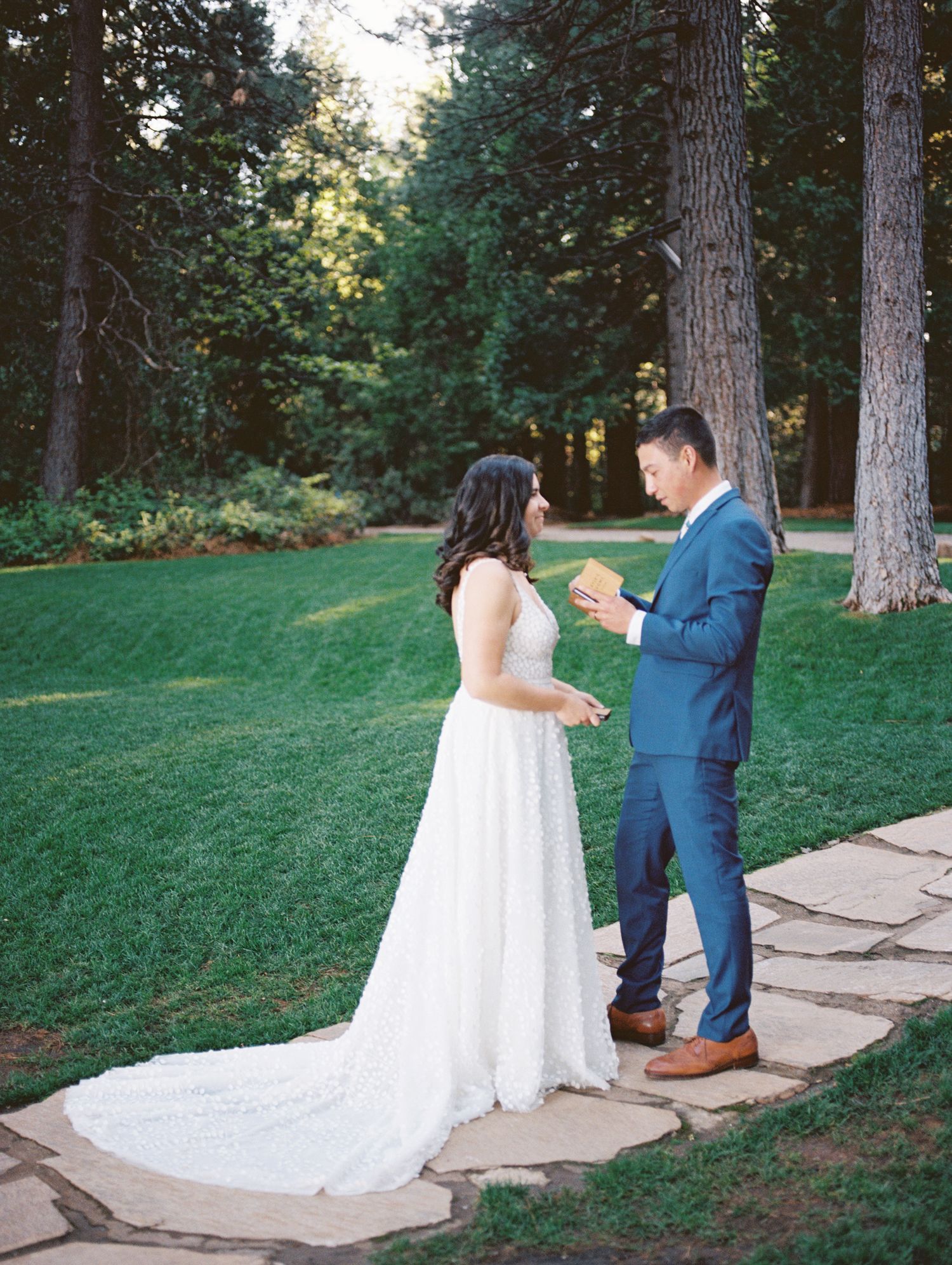 Intimate bridal portrait in natural light, photographed on film in Boise, ID