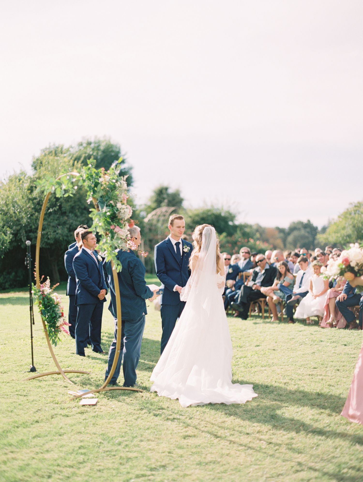 Romantic outdoor wedding portrait taken on film in California