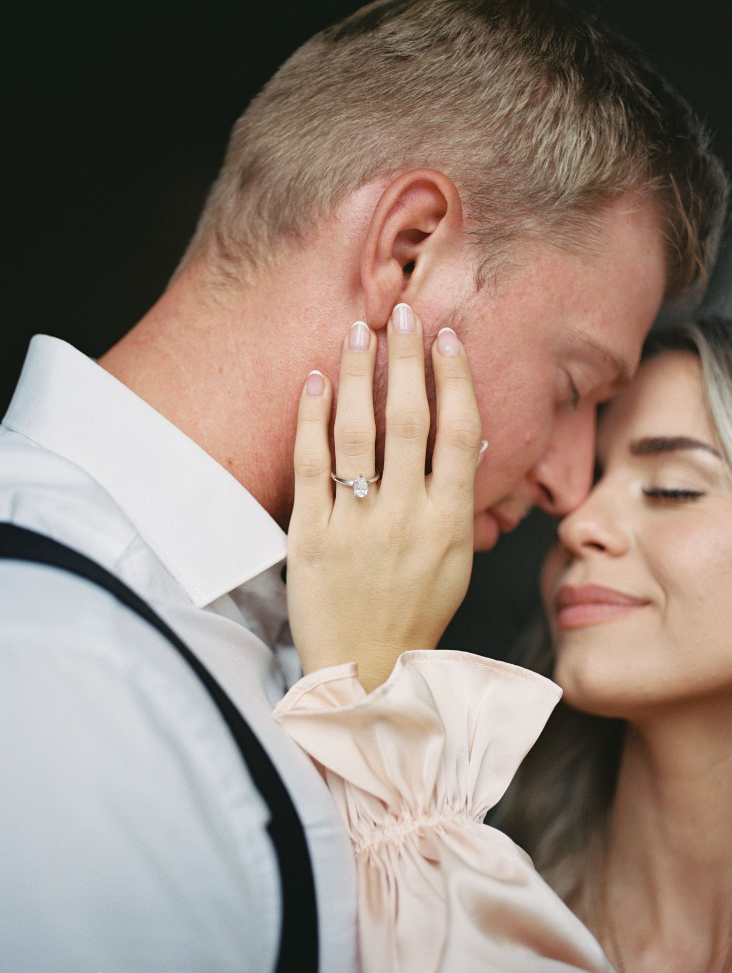 intimate bridal portrait in natural light, photographed on film in Boise, ID.