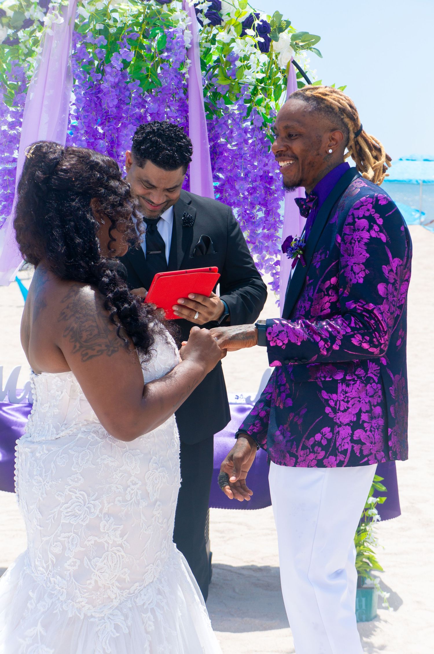 Couple standing at the altar during their renewal of the vows ceremony