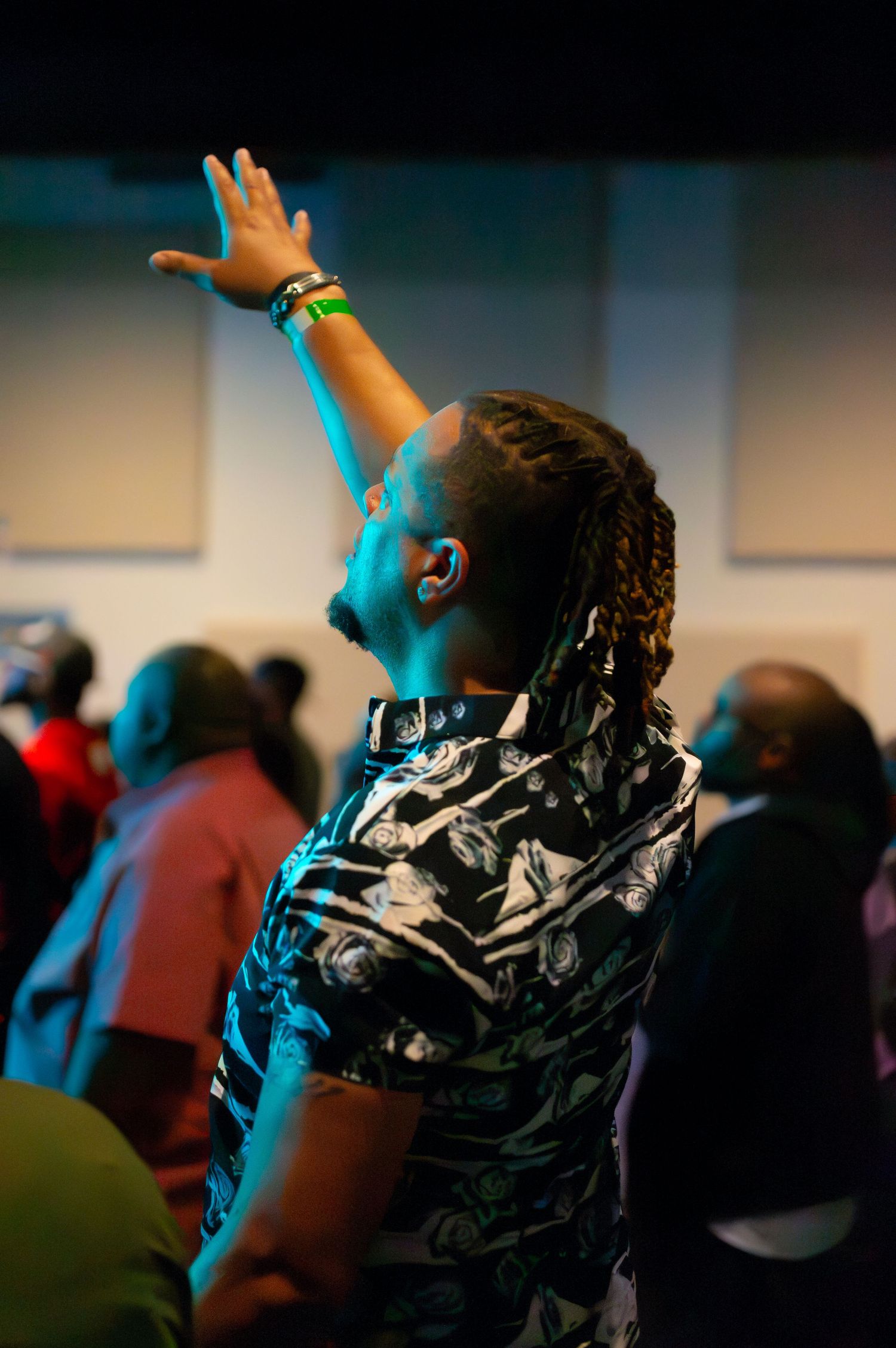 Man raising his hand in worship