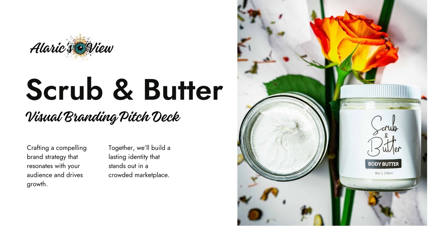 Visual branding photo pack featuring body butter product with rose and natural elements.