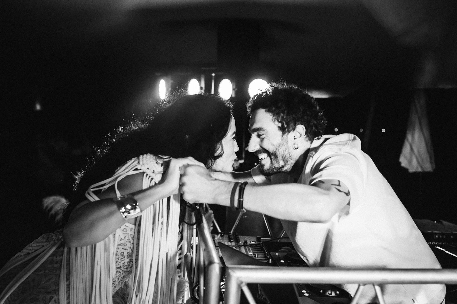 High contrast black and white images capturing intimate dance moments on stage.