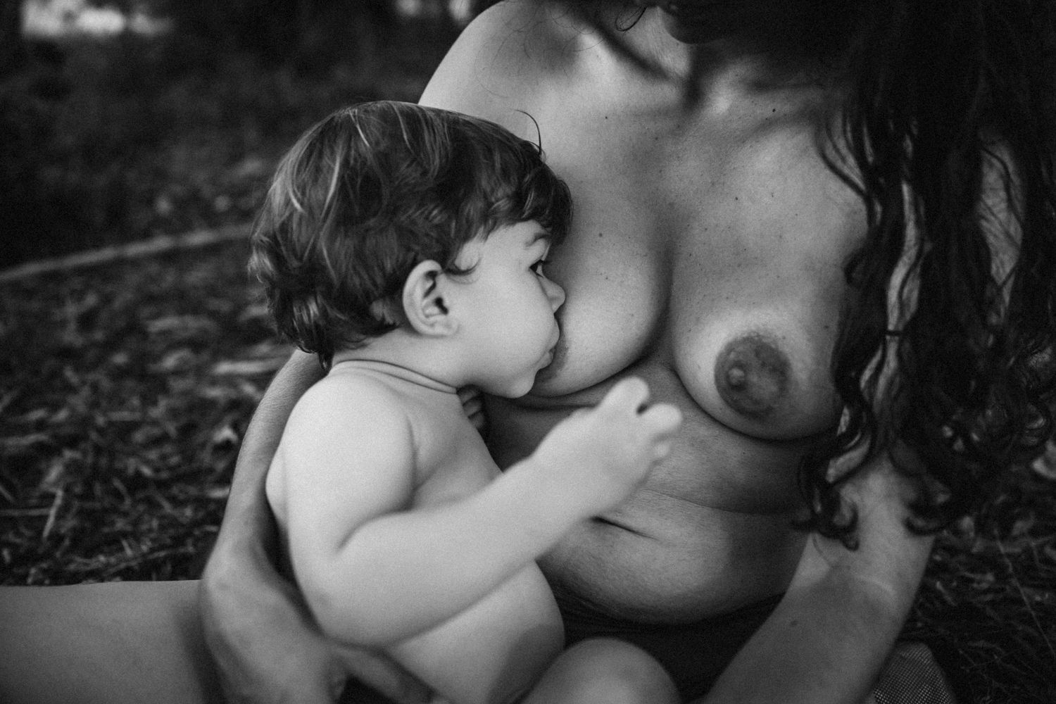 Intimate black and white portrait capturing tender bonding moments.