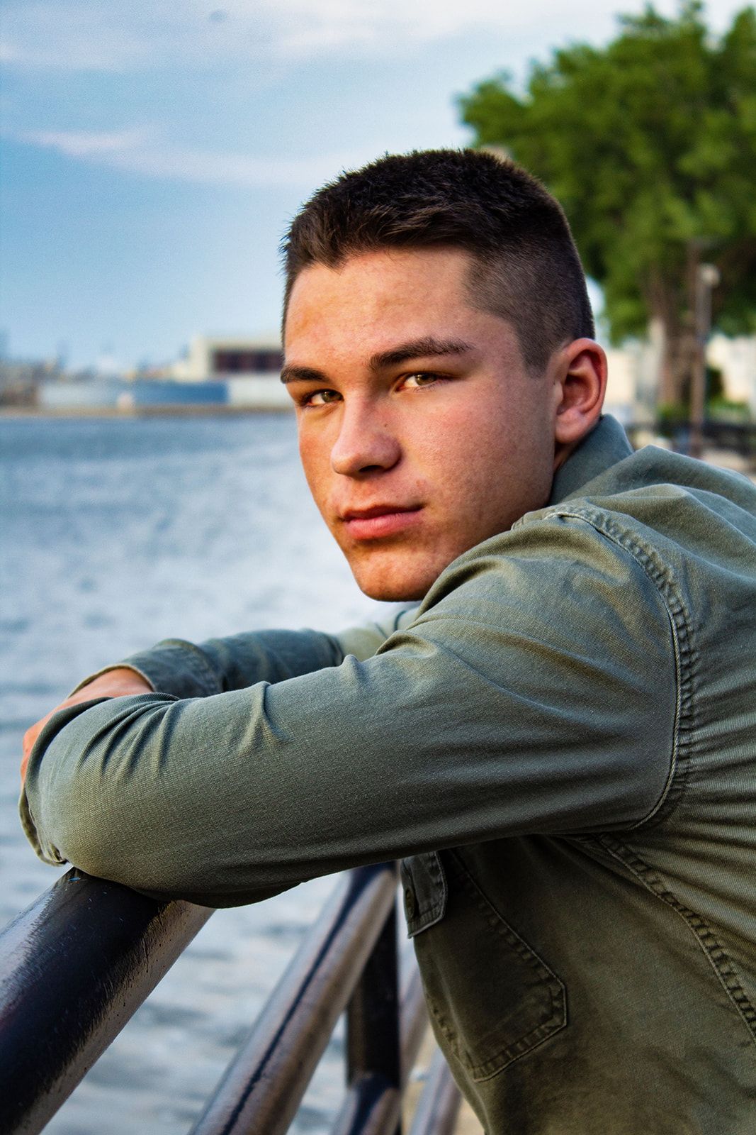 Young man posing for his senior portrait - Northeast Wisconsin Senior Portrait Photography.