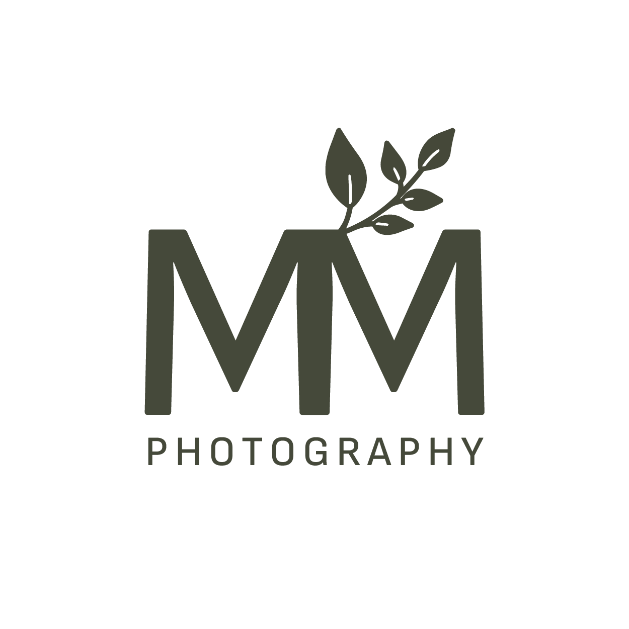 Marie Murray 'MM Photography' logo with leaf branch design
