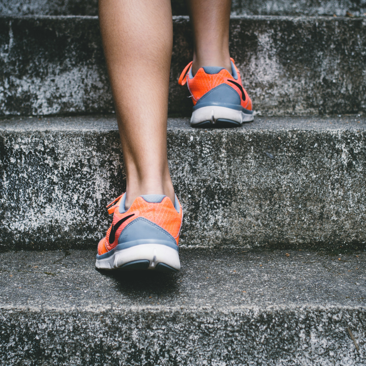 Woman Running up stairs