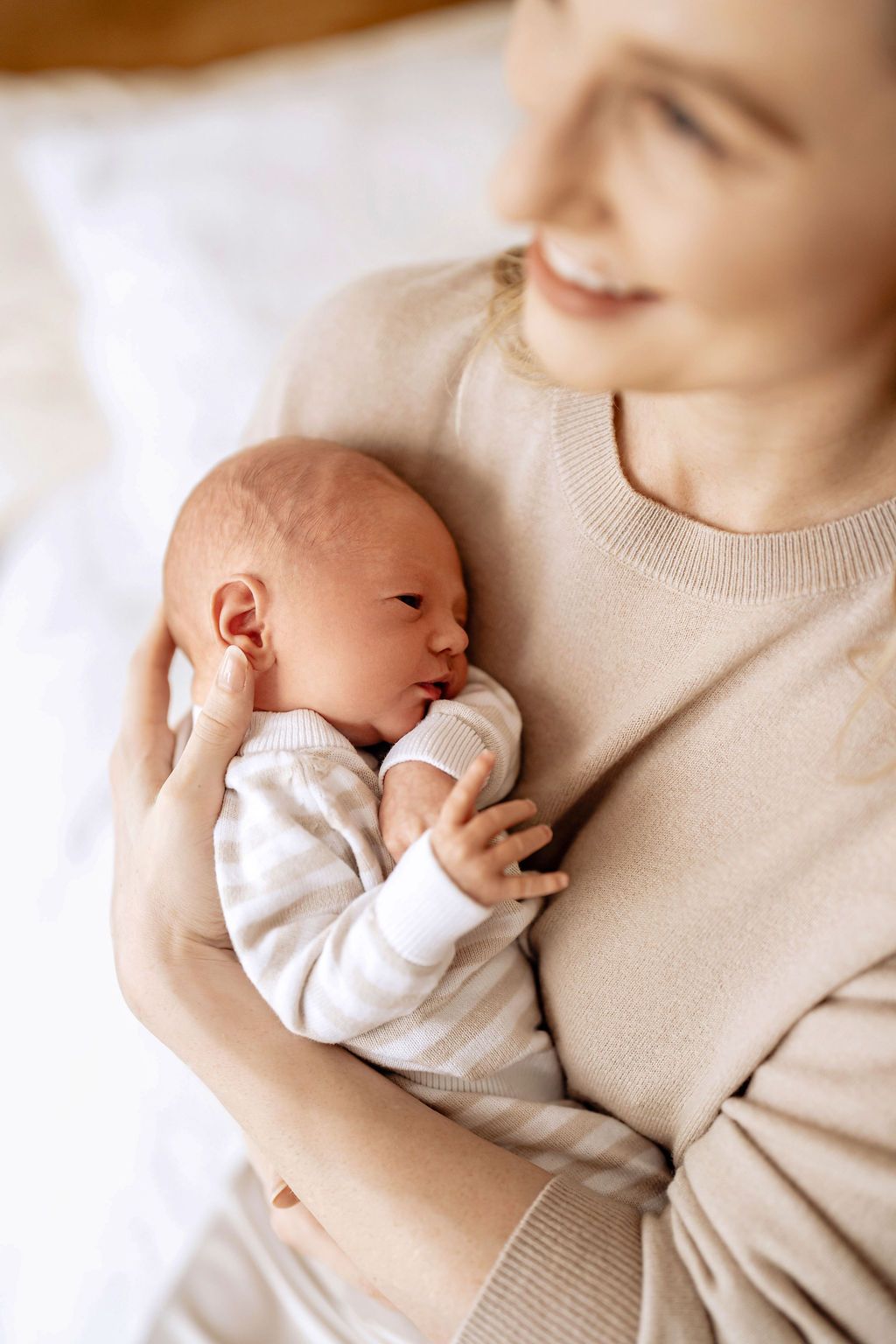 happy mom and a newborn baby