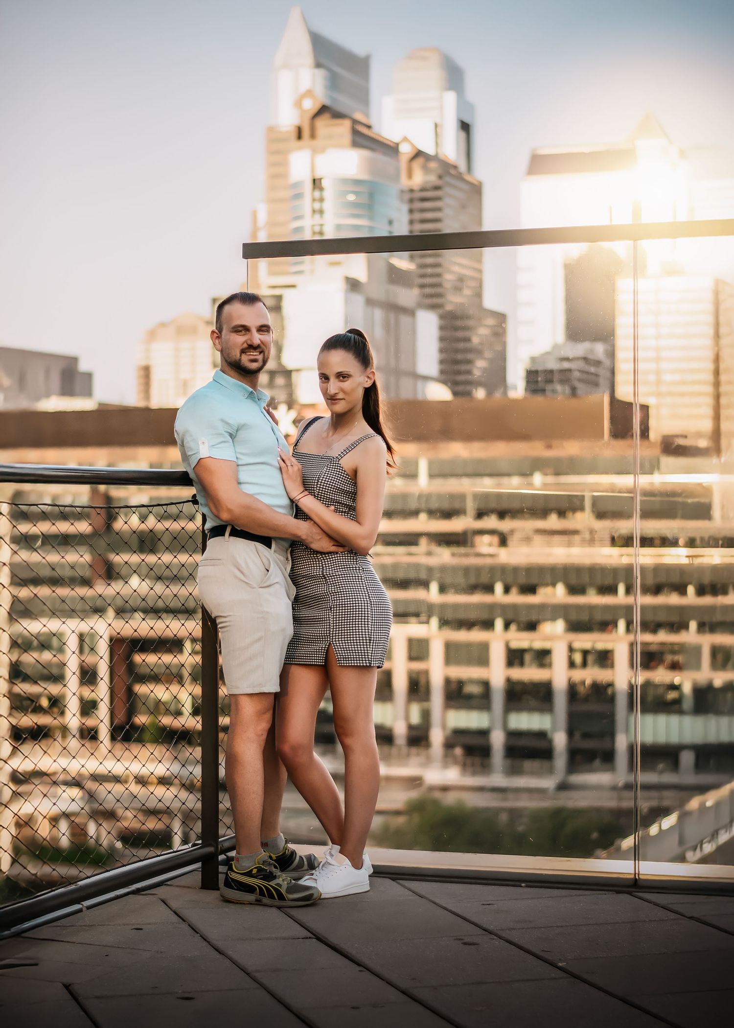 a couple in love at Cira Green Philadelphia family photographer